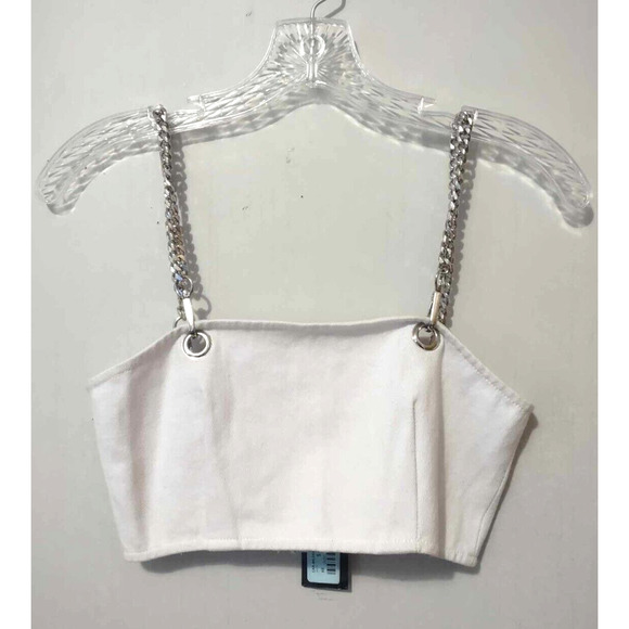 Carmar Tops - NWT Carmar White Denim Crop Top Chain Straps Size XS